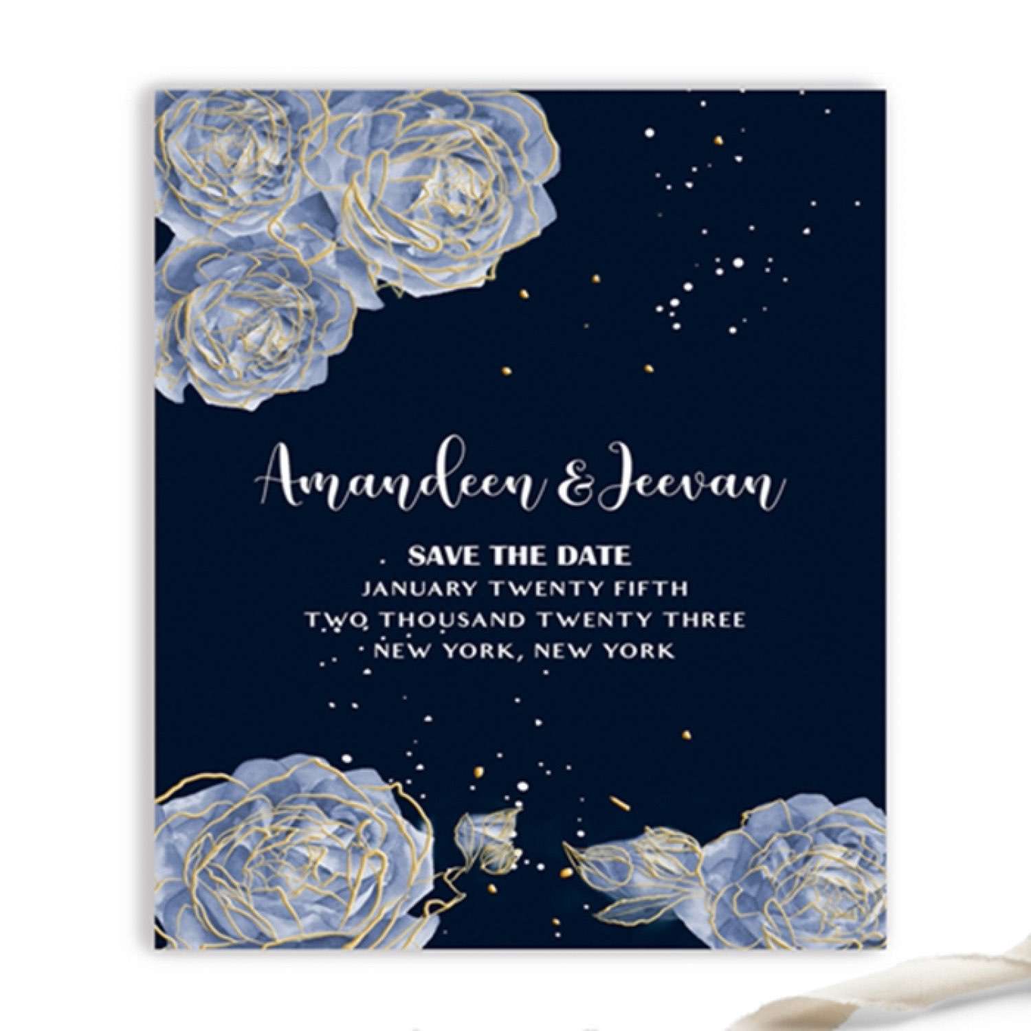Customized Invitation Card Latest Wedding Card Thank You Card Dark Blue