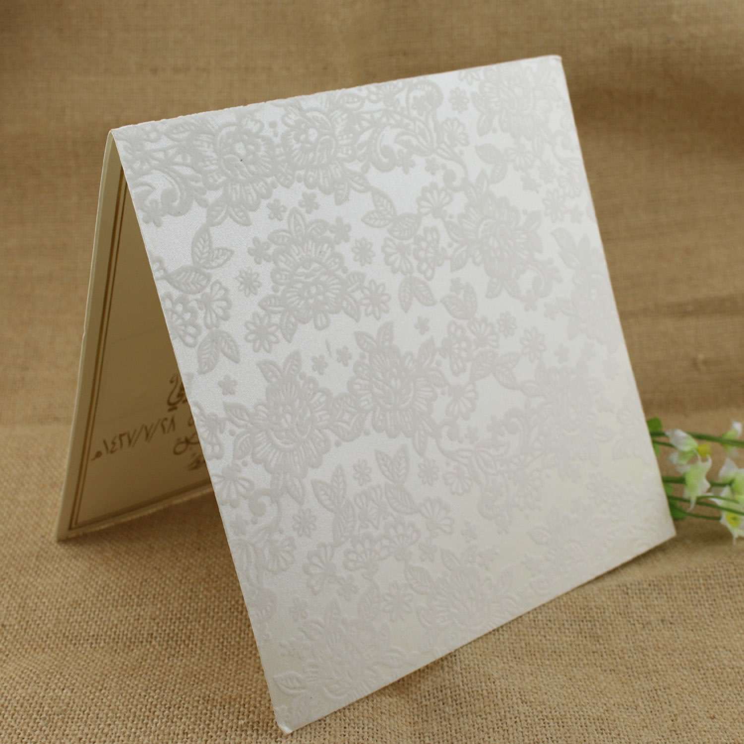 Flocked Invitation Card Foiling Wedding Card Customized Half Fold Invitation 