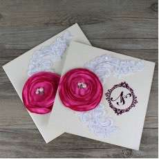 Handmade Wedding Invitation Customized Party Invitation with Ribbon Flower