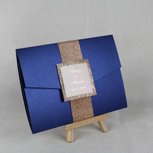 Dark Blue Business Card with Glitter Paper Tape Foiling Card Personalized Custom