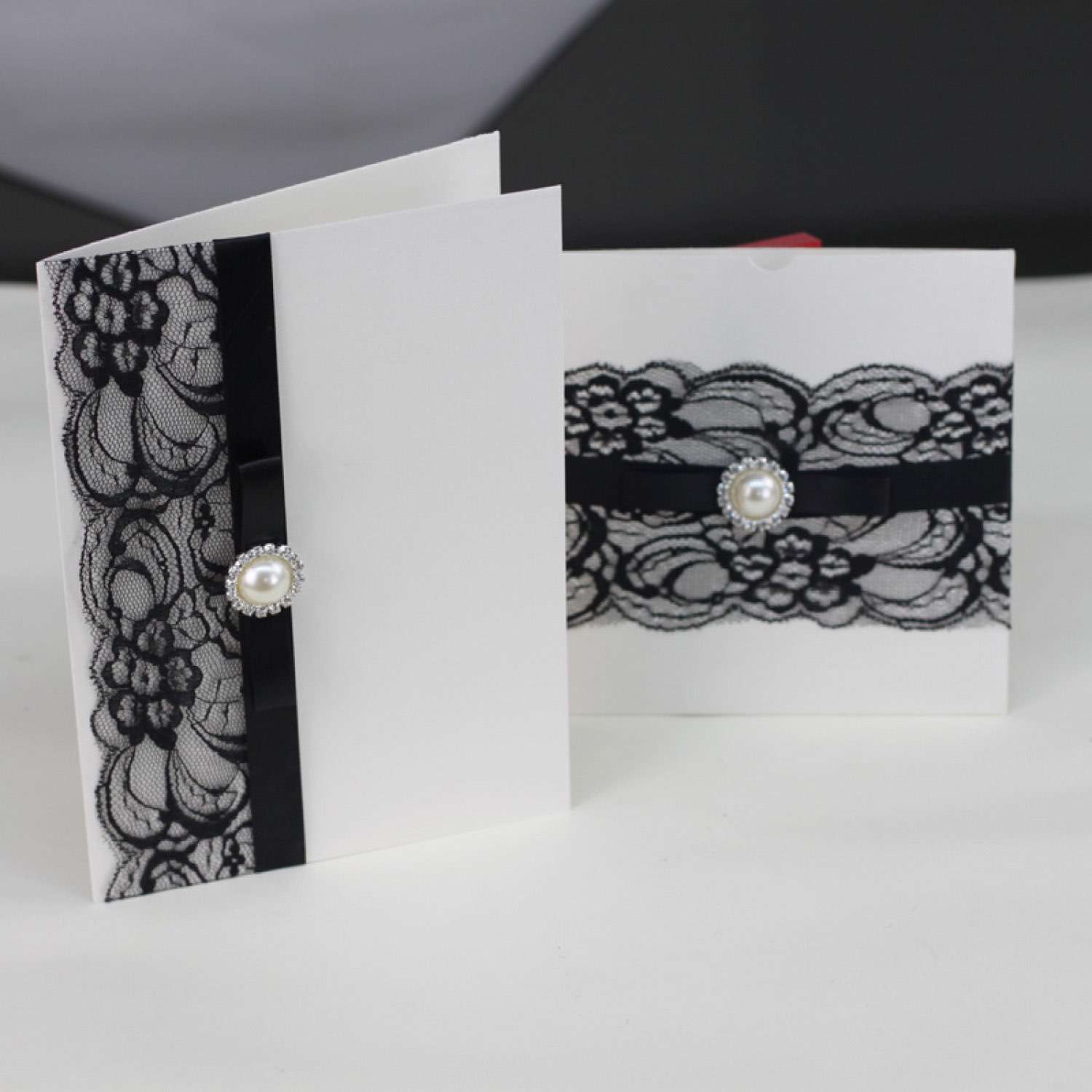 Black Lace Invitation Card Blank Card Printing Customized Wedding Card 