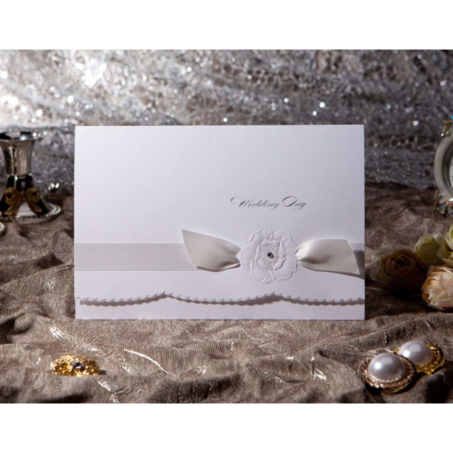Elegant Invitation Card White Wedding Invitation Wave Card Customized 