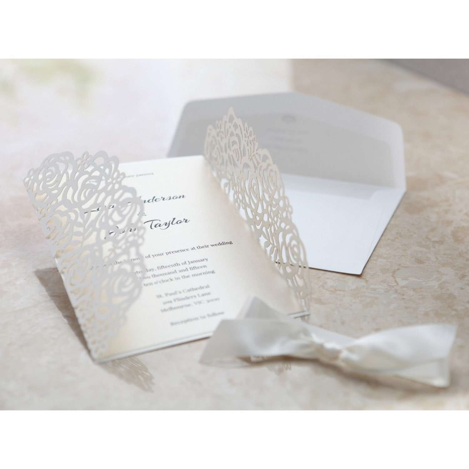 Flower Laser Folio Wedding Invitation