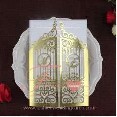 Luxury Metallic Gold Gate Laser Cut Wedding Invitations