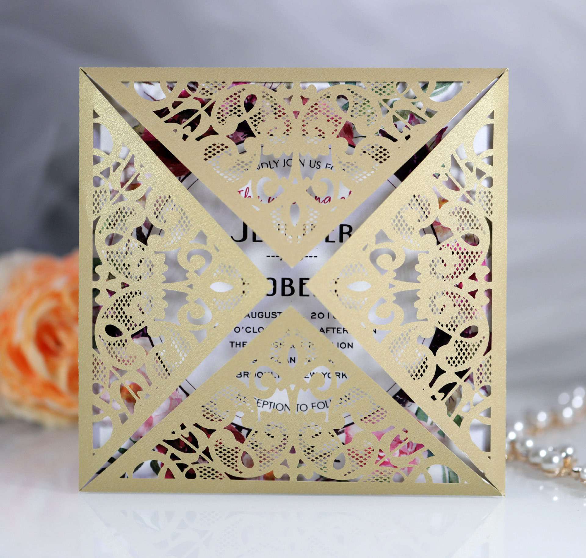 Glitter Laser Cut Wedding Invitation Card Christmas Greeting Cards 