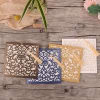Brown Wedding Invitations Tassel Laser Cut Paper