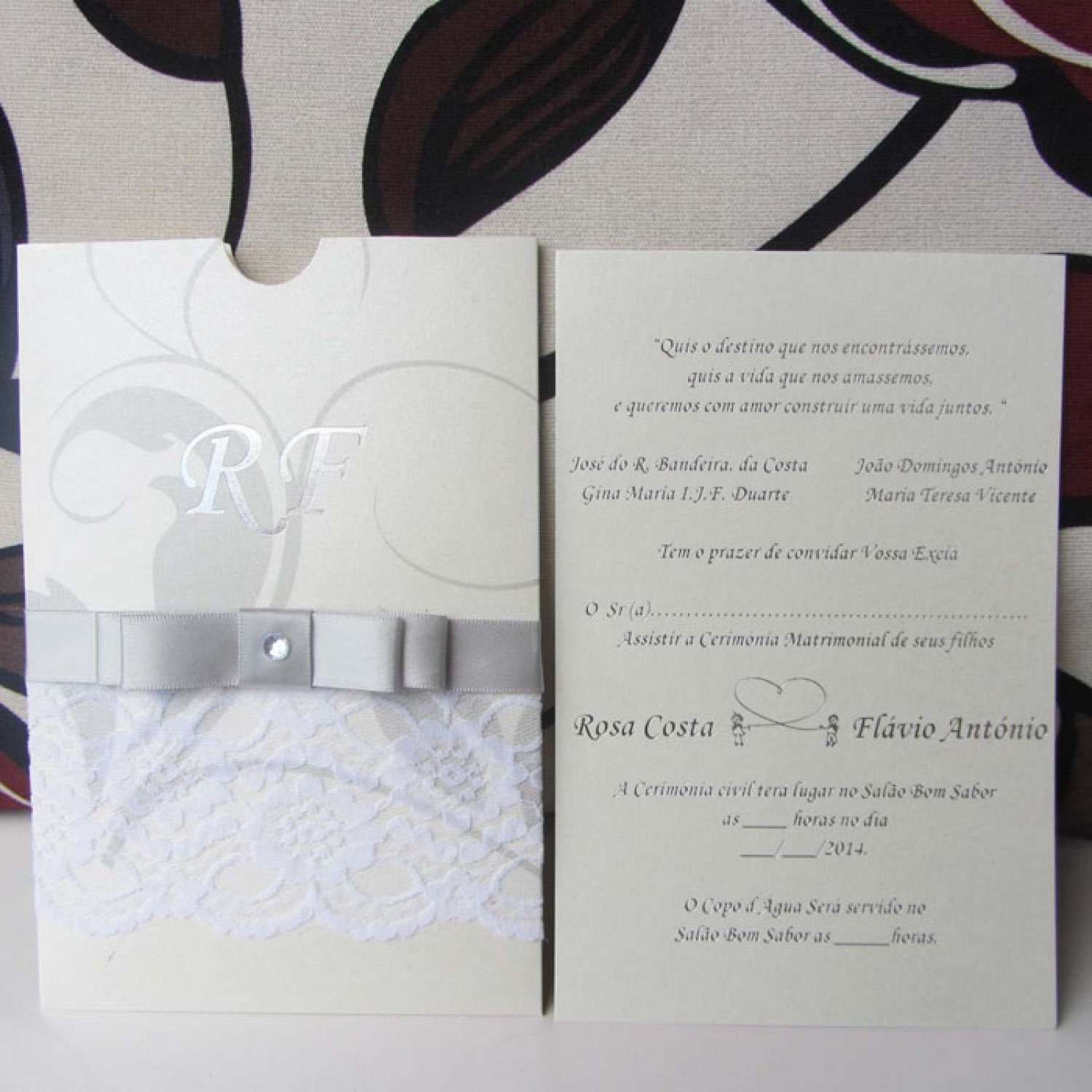 Lace Invitation Card Pocket Wedding Invitation Business Card Customized 