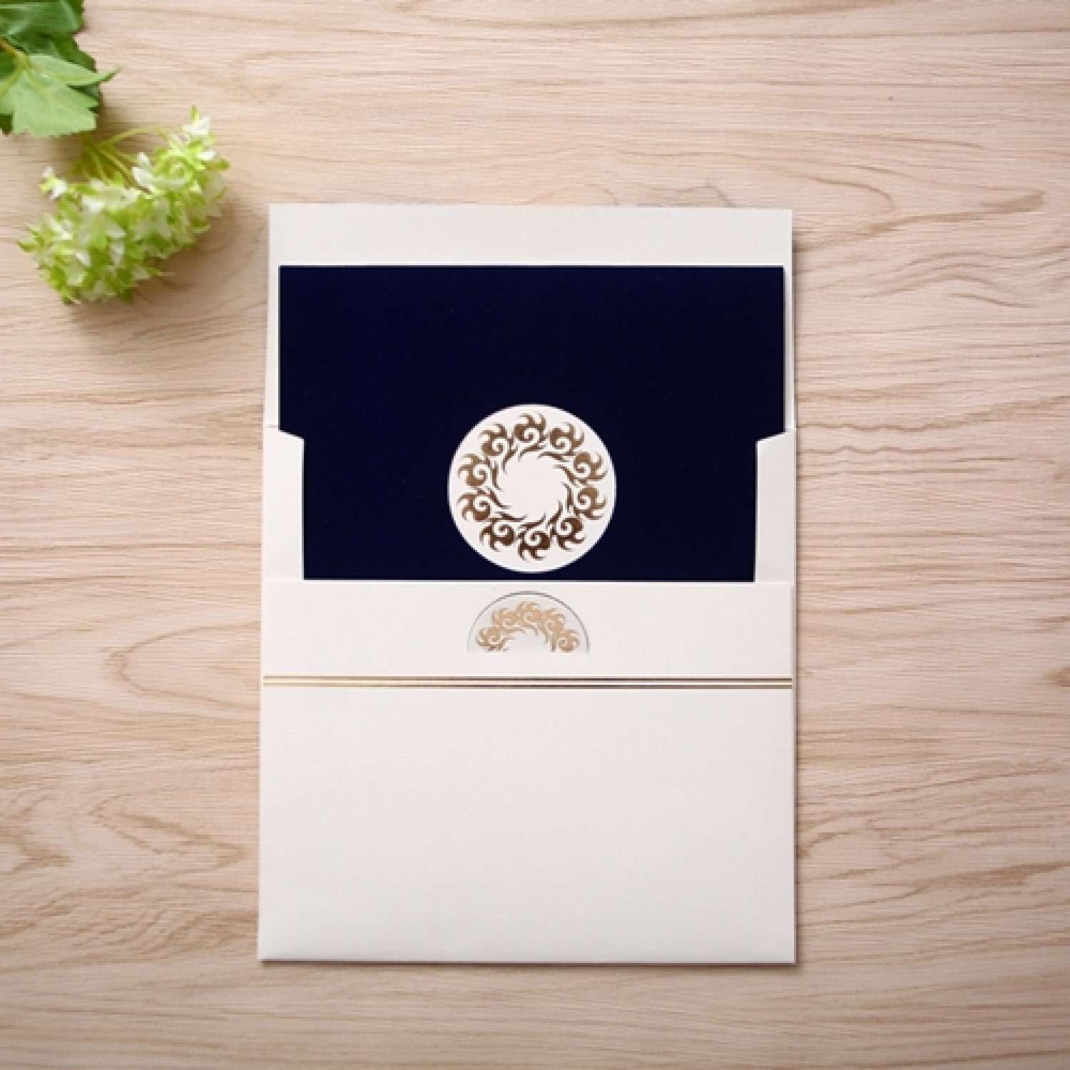 Pocket Invitation Card Holiday Greeting Card Customized Dark Blue Foiling Card