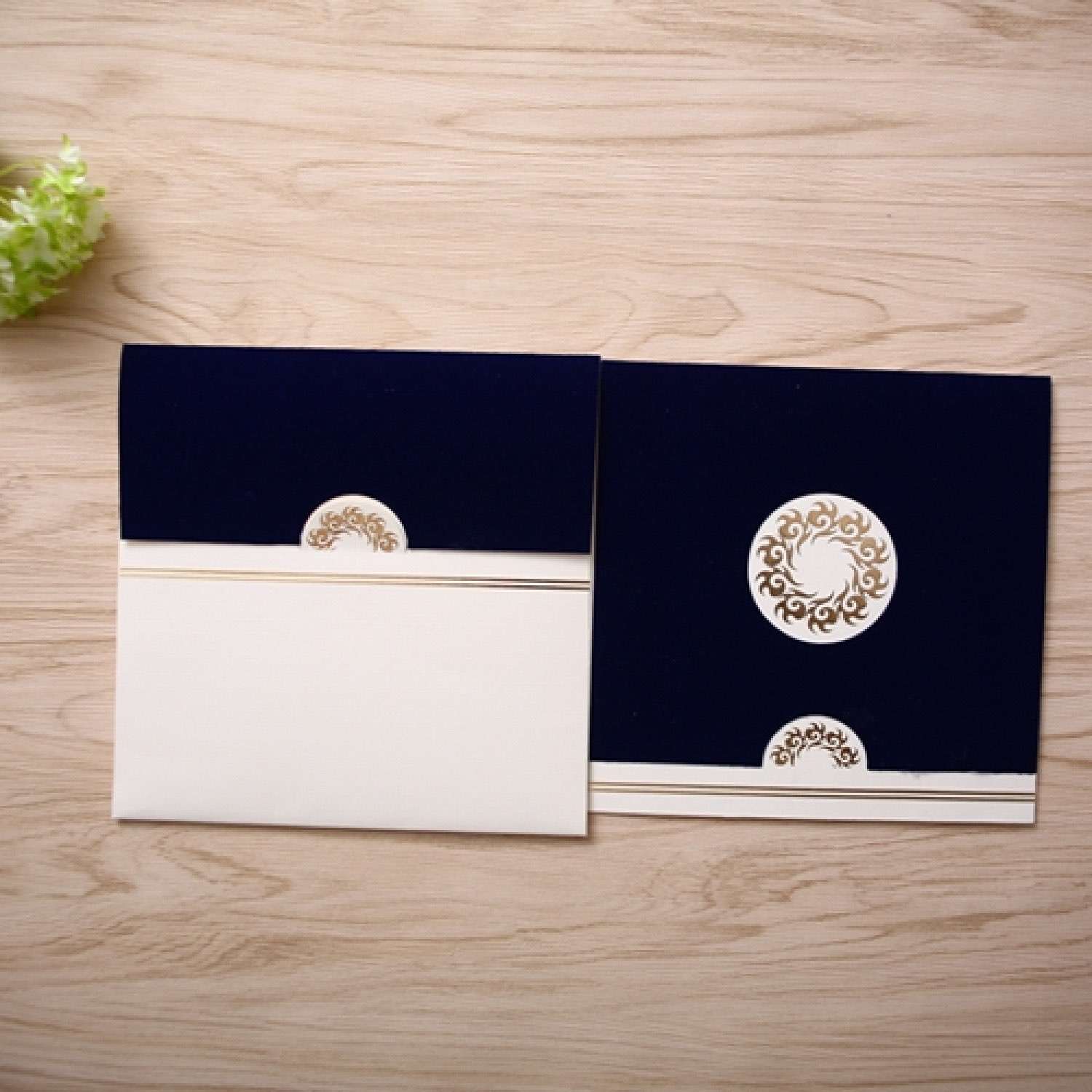 Pocket Invitation Card Holiday Greeting Card Customized Dark Blue Foiling Card