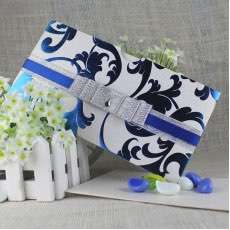 Half Fold Invitation Card with Blue Foiling Pocket Wedding Card with Glitter Paper Tape 