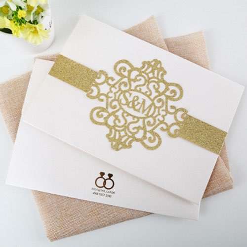 Customized Invitation Card Foiling Wedding Card Glitter Paper Tape