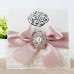 Customized Invitation with Big Pink Ribbon Bow Wedding Card Square
