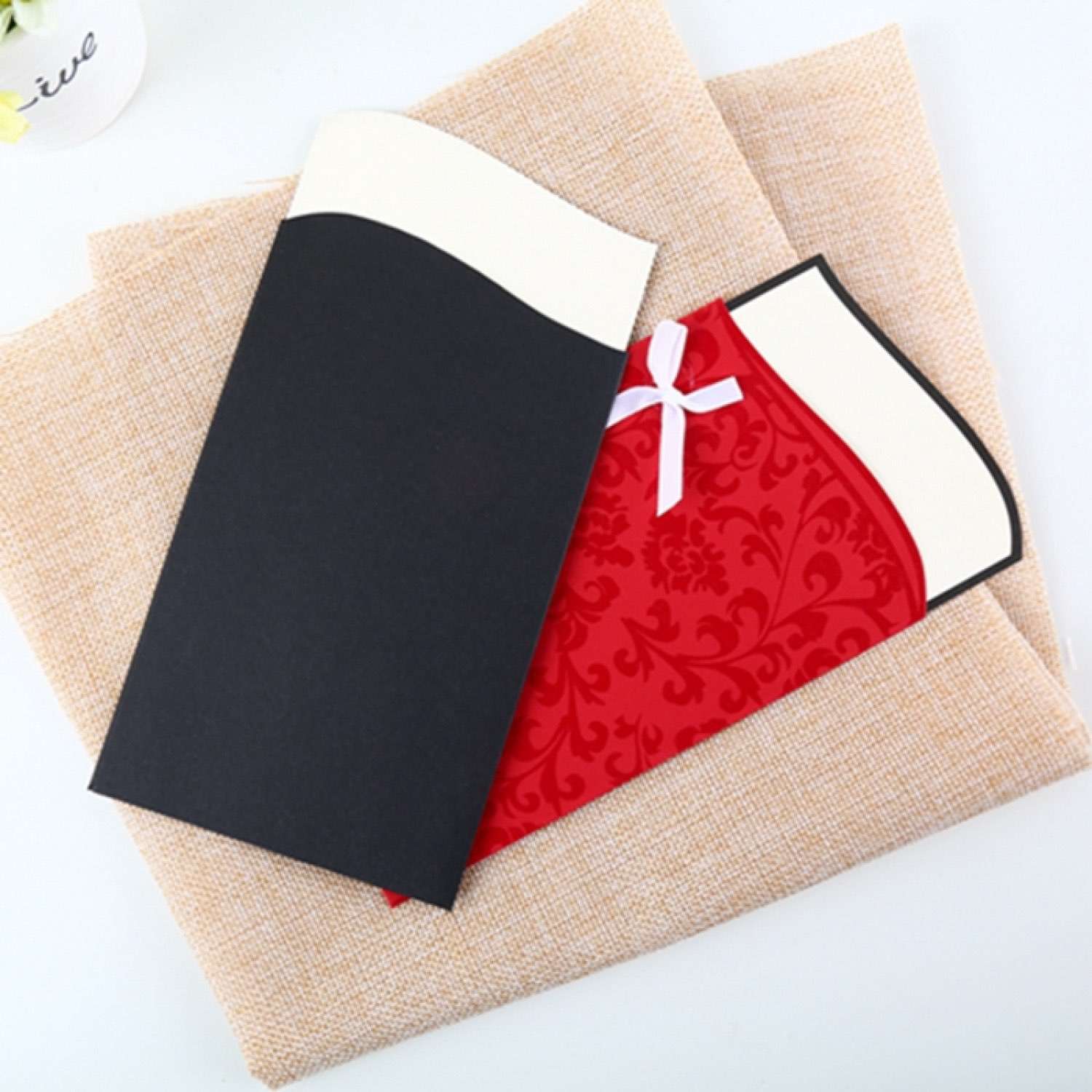 Pocket Invitation Card Customized Embossing Greeting Card