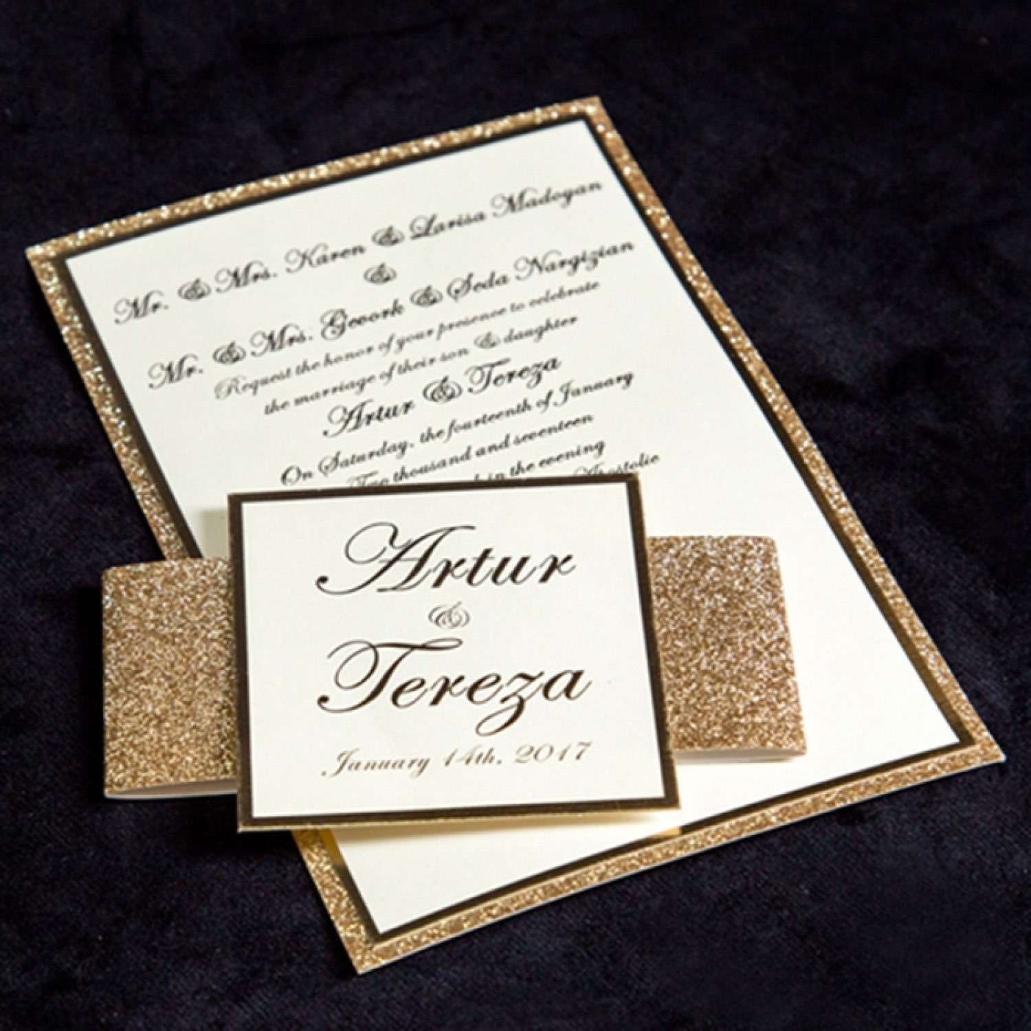 Glitter Invitation Card Wedding Card Customized Invitation with Paper Tape