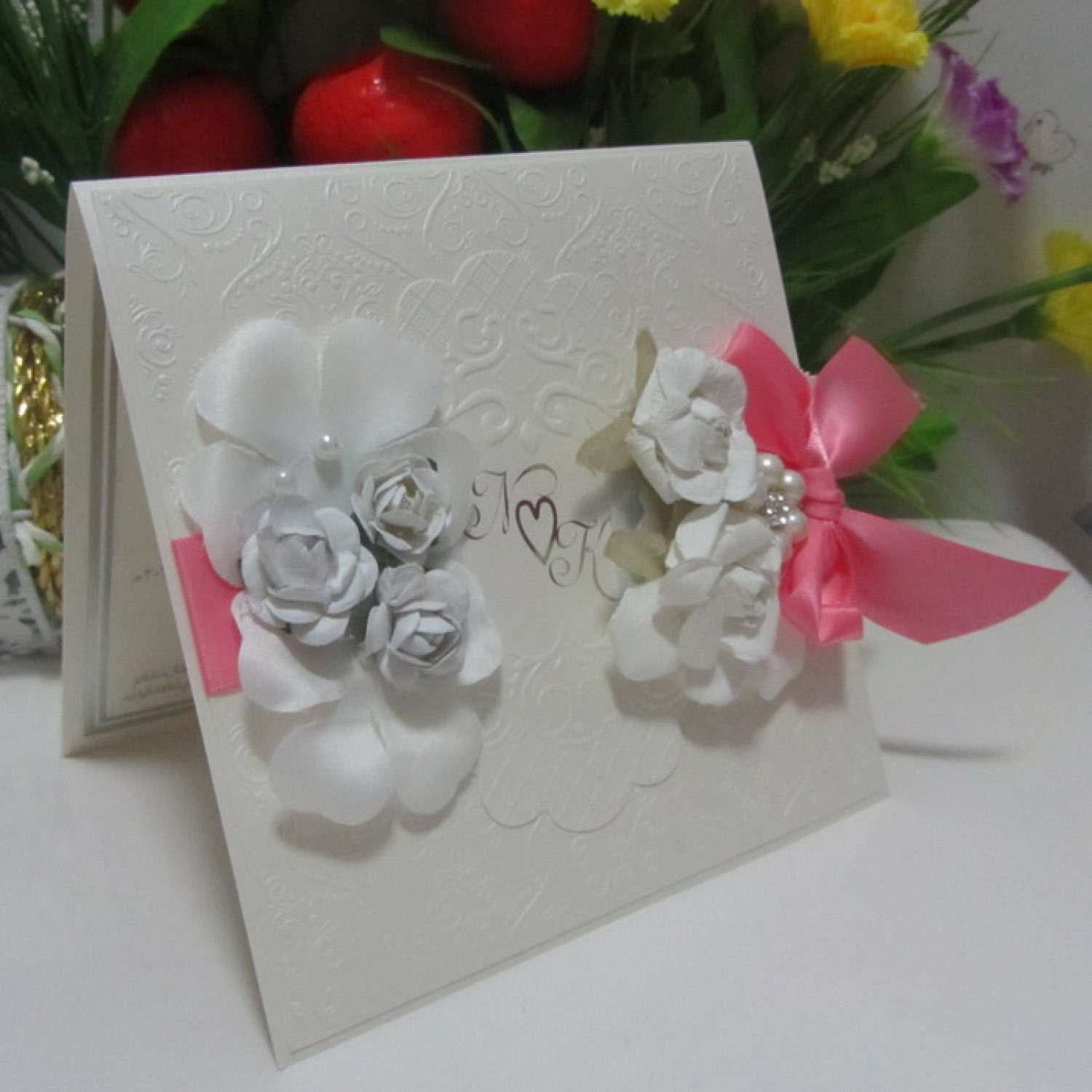 Handmade Embossing Invitation Card Elegant Marriage Invitation Customized 