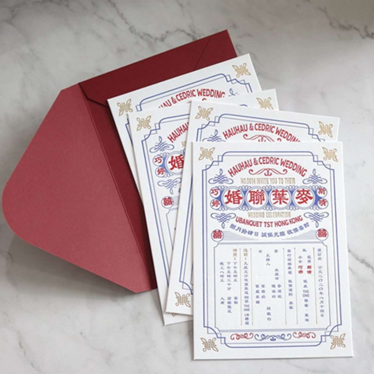 Nostalgic Wedding Invitation Card Chinese Style Customized