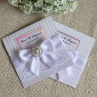 Lace Invitation Card with Ribbon Bow Wedding Invitation Made in China
