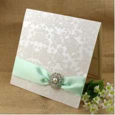 Flocked Invitation Card Foiling Wedding Card Customized Half Fold Invitation 