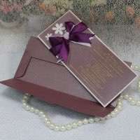 Rectangle Invitation Card with Envelope Greeting Card with Ribbon Bow Foil Printing Customized 