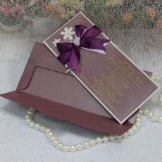 Rectangle Invitation Card with Envelope Greeting Card with Ribbon Bow Foil Printing Customized 