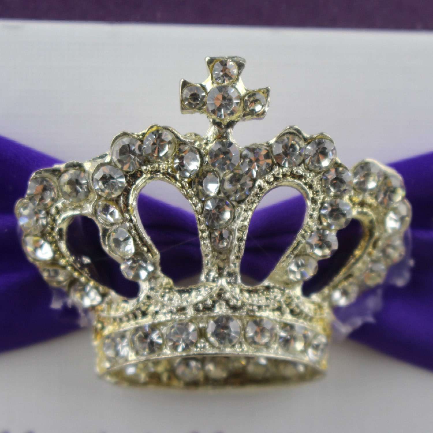 Purple Invitation Card with Crown Buckle Glitter Baby Shower Honoring Invitation