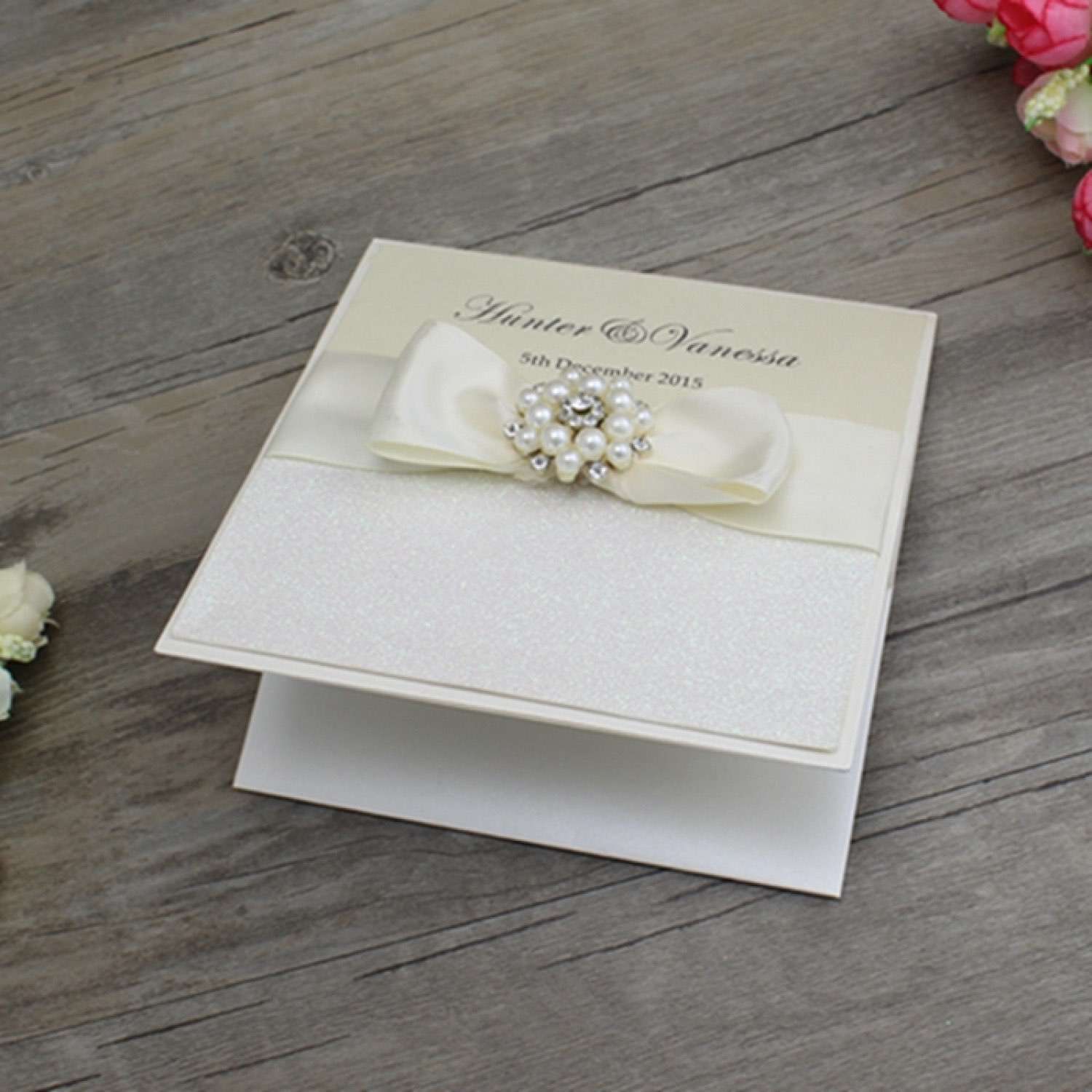 Glitter Invitation Card with Paper Box Elegant Wedding Invitation Customized