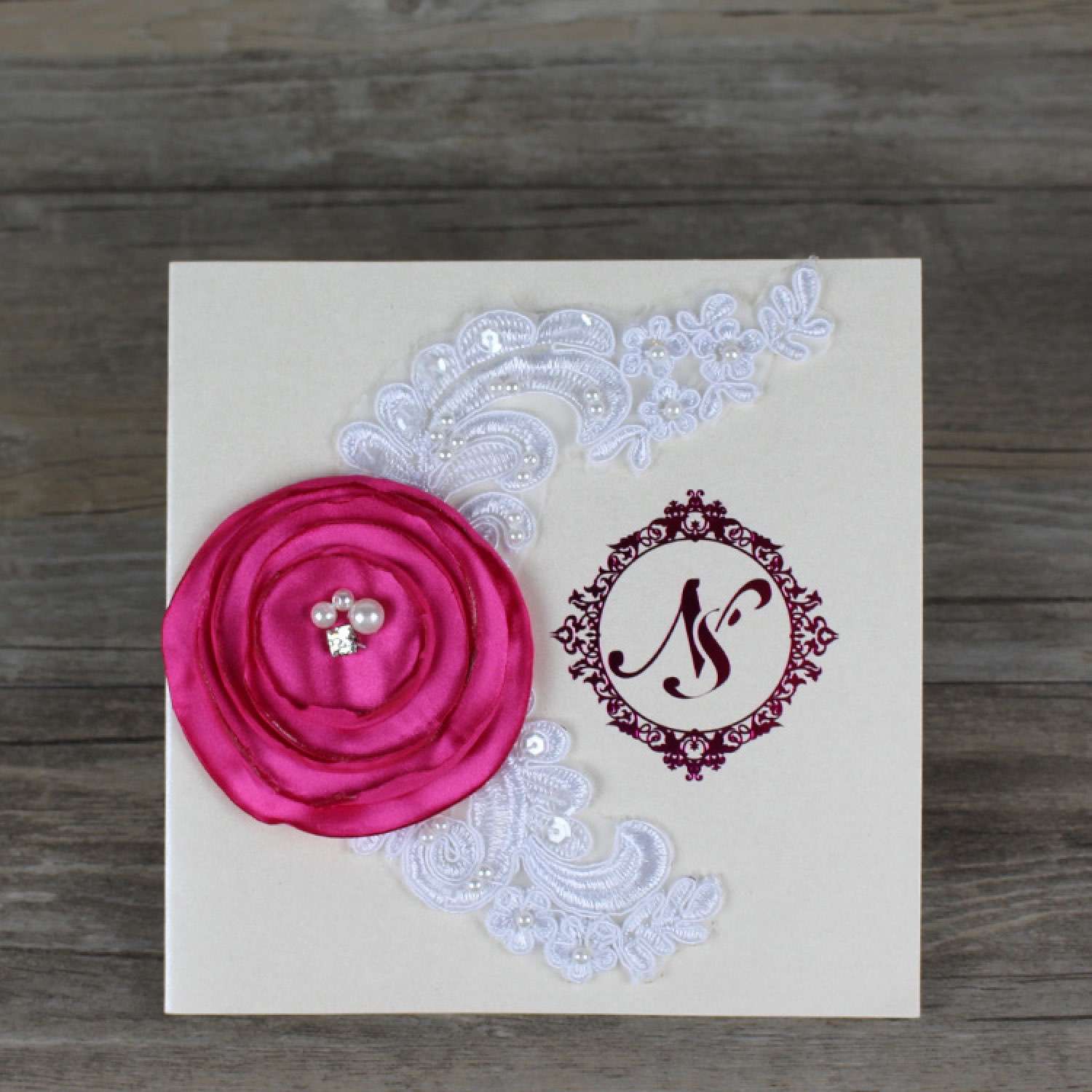 Handmade Wedding Invitation Customized Party Invitation with Ribbon Flower