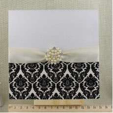 Black Flocked Invitation Card with Buckle Decoration Greeting Card Customized