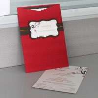 Red Pocket Wedding Invitation Card Foiling Printing Customized Chinese Style