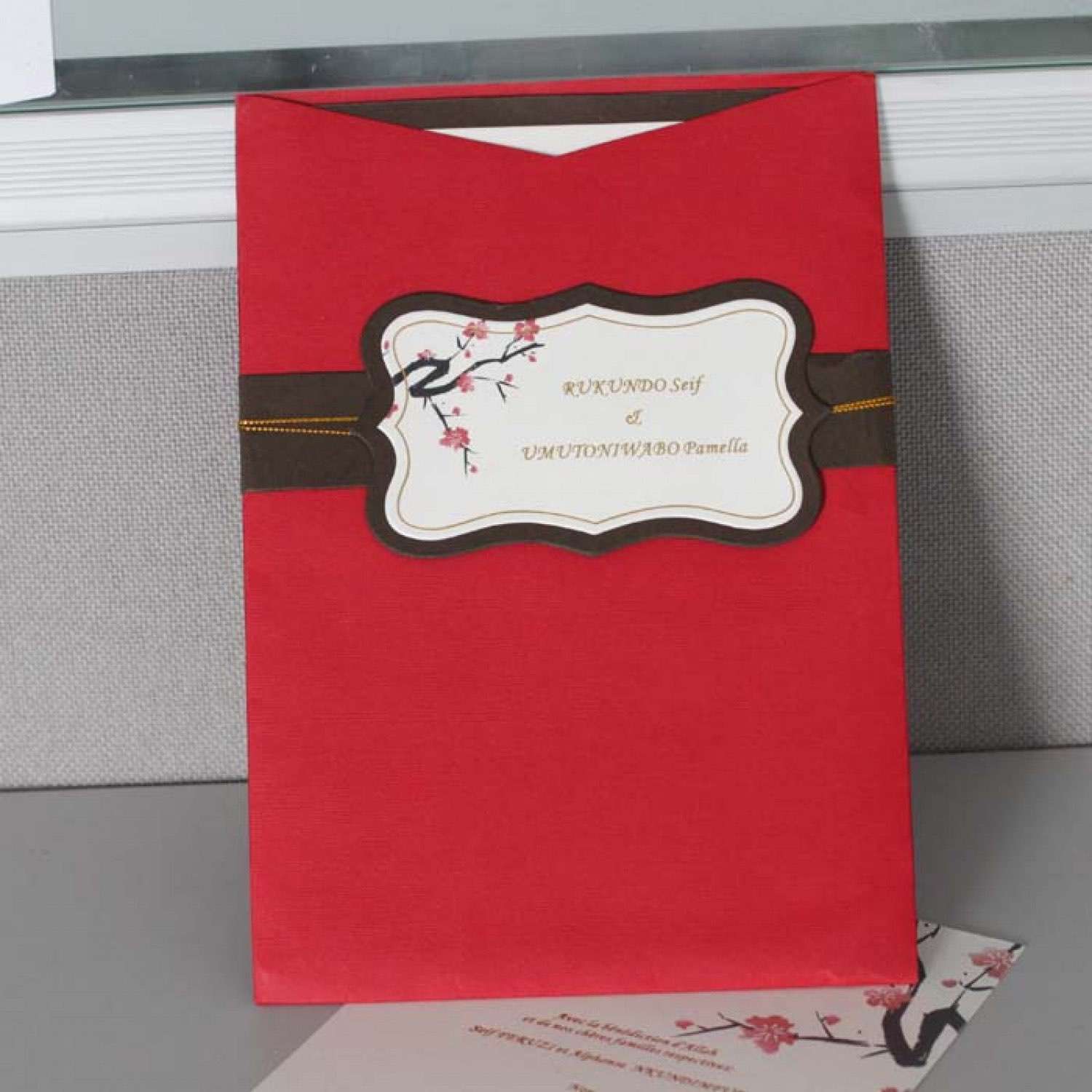 Red Pocket Wedding Invitation Card Foiling Printing Customized Chinese Style