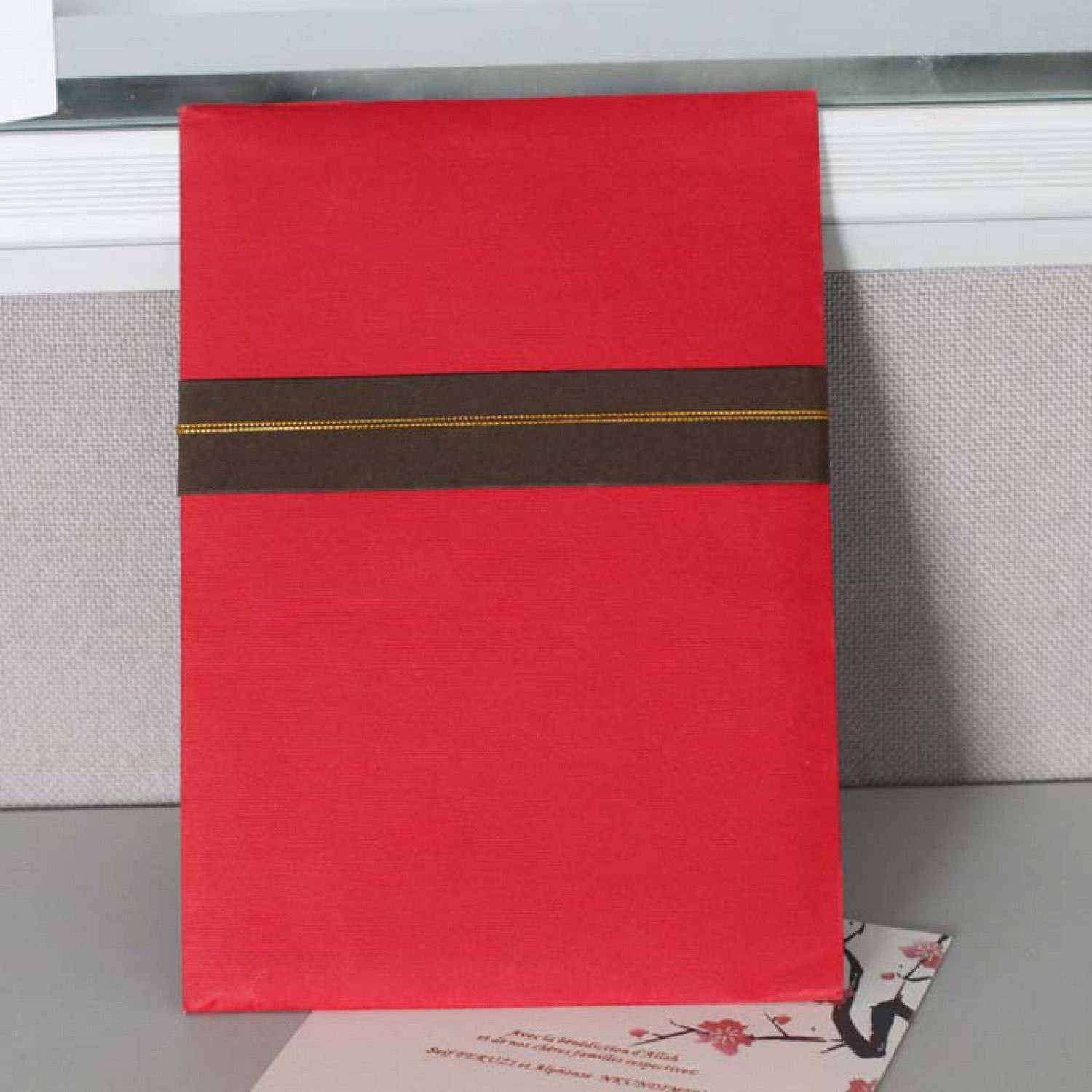 Red Pocket Wedding Invitation Card Foiling Printing Customized Chinese Style