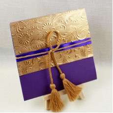 Embossing Invitation Card Thank You Card Purple and Gold 