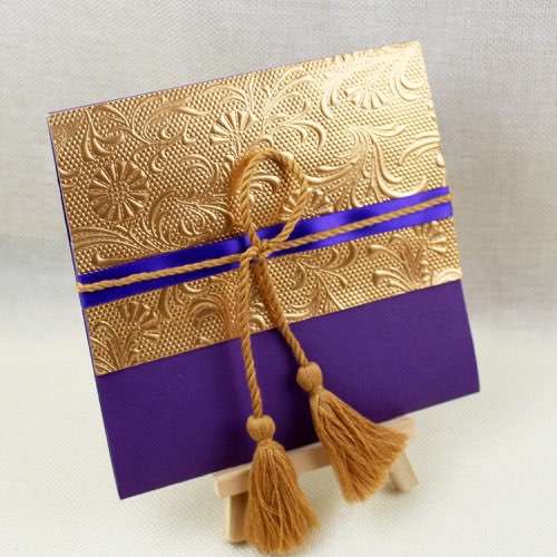 Embossing Invitation Card Thank You Card Purple and Gold 