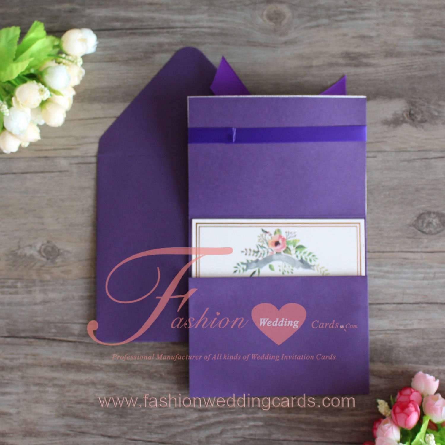 Purple Gold Wedding Invitation