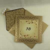 Gold Invitation Card Wedding Invitation Customized Square Card Half Fold