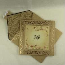 Gold Invitation Card Wedding Invitation Customized Square Card Half Fold