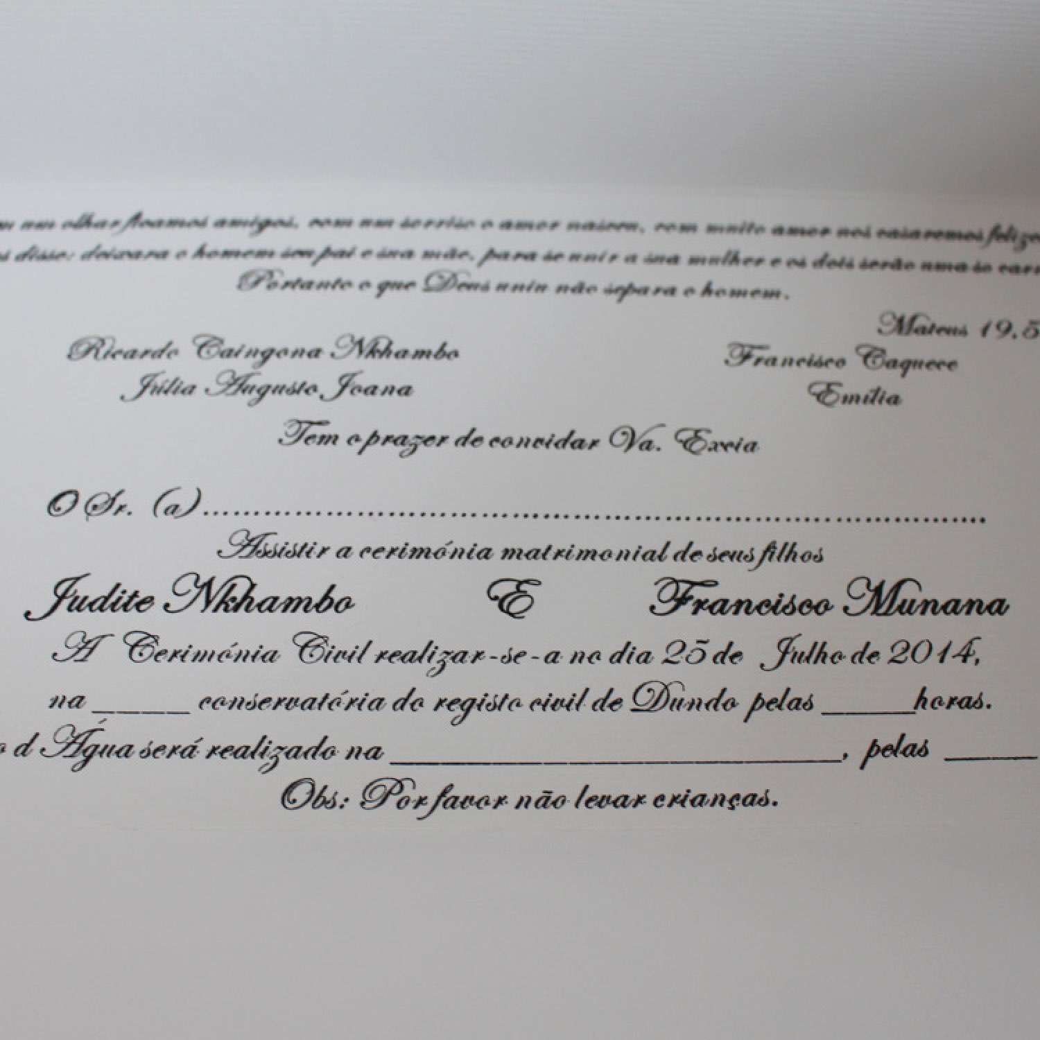 Rectangle Invitation with Ribbon Bow Invitation Card Customized Content