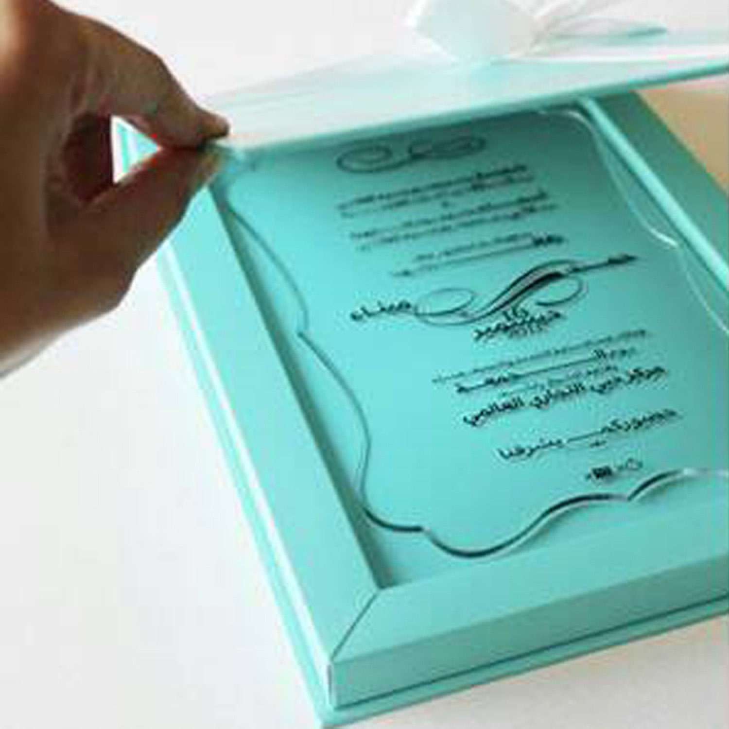 Paper Box Gift Box with Ribbon Bow Invitation Card Customized