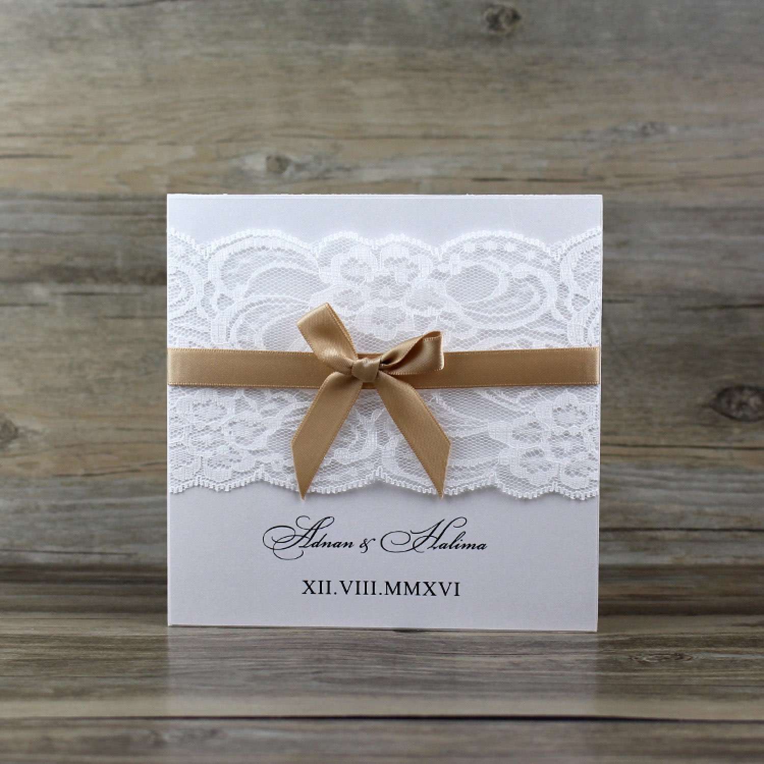 Half Fold Lace Invitation Card Wedding Card Customized Simple Style