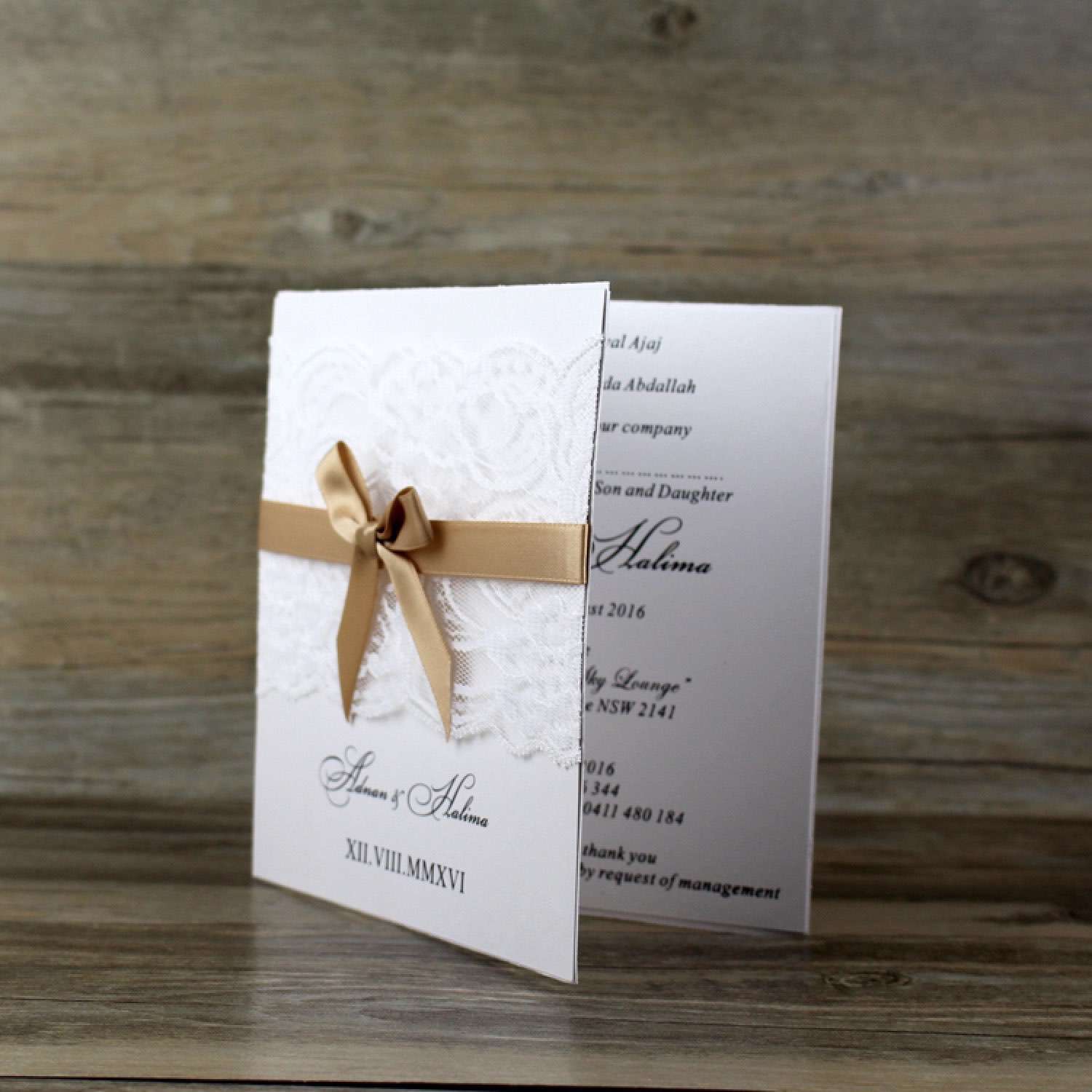 Half Fold Lace Invitation Card Wedding Card Customized Simple Style