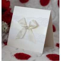 Lace Invitation Card with Ribbon Bow Blank Invitation Wedding Card 