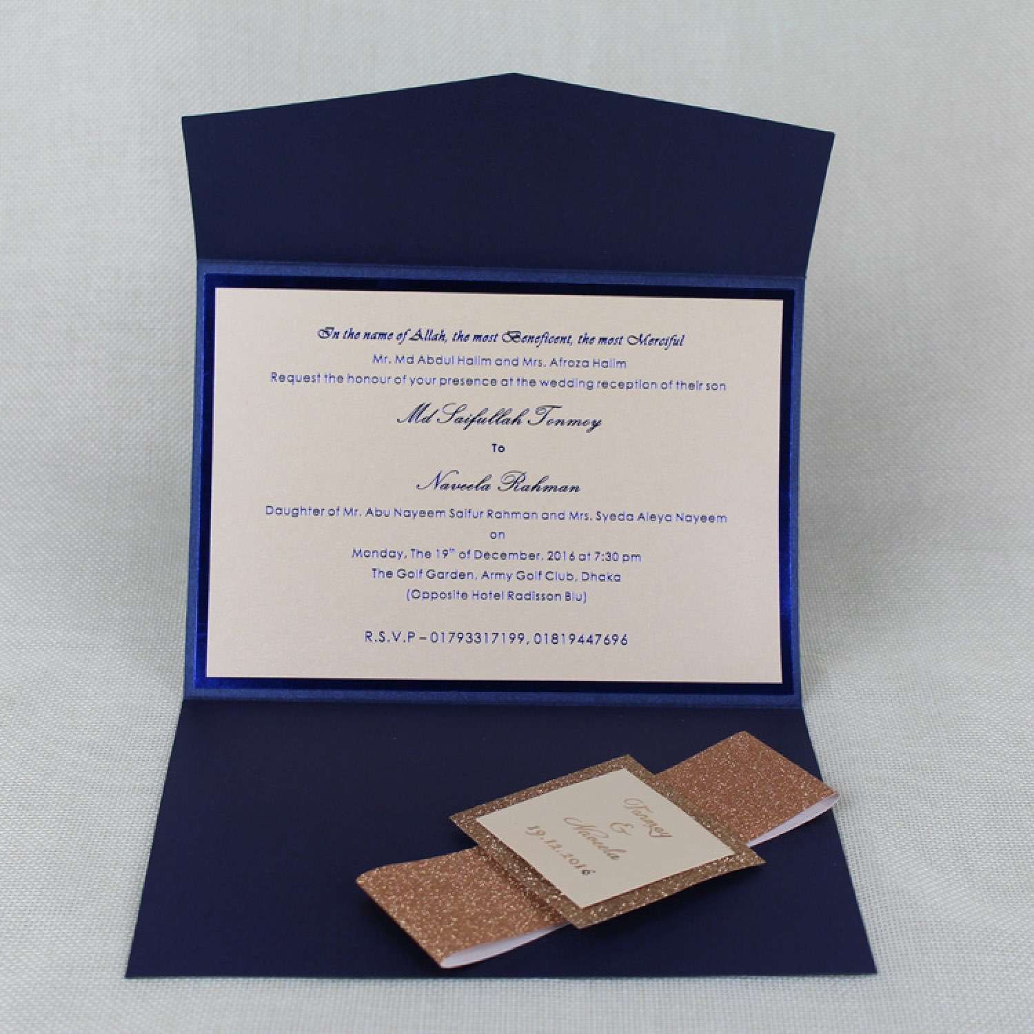 Dark Blue Business Card with Glitter Paper Tape Foiling Card Personalized Custom