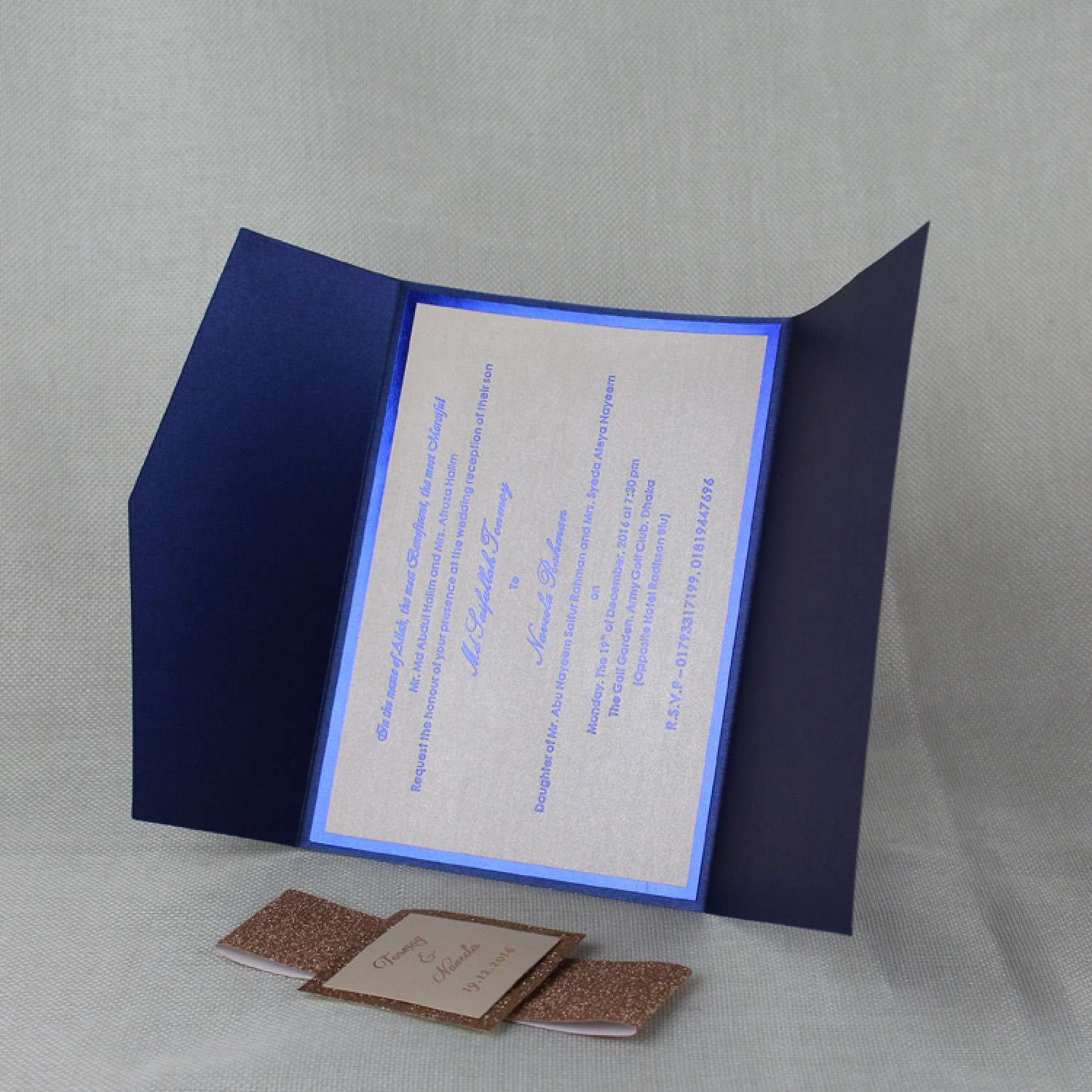 Dark Blue Business Card with Glitter Paper Tape Foiling Card Personalized Custom