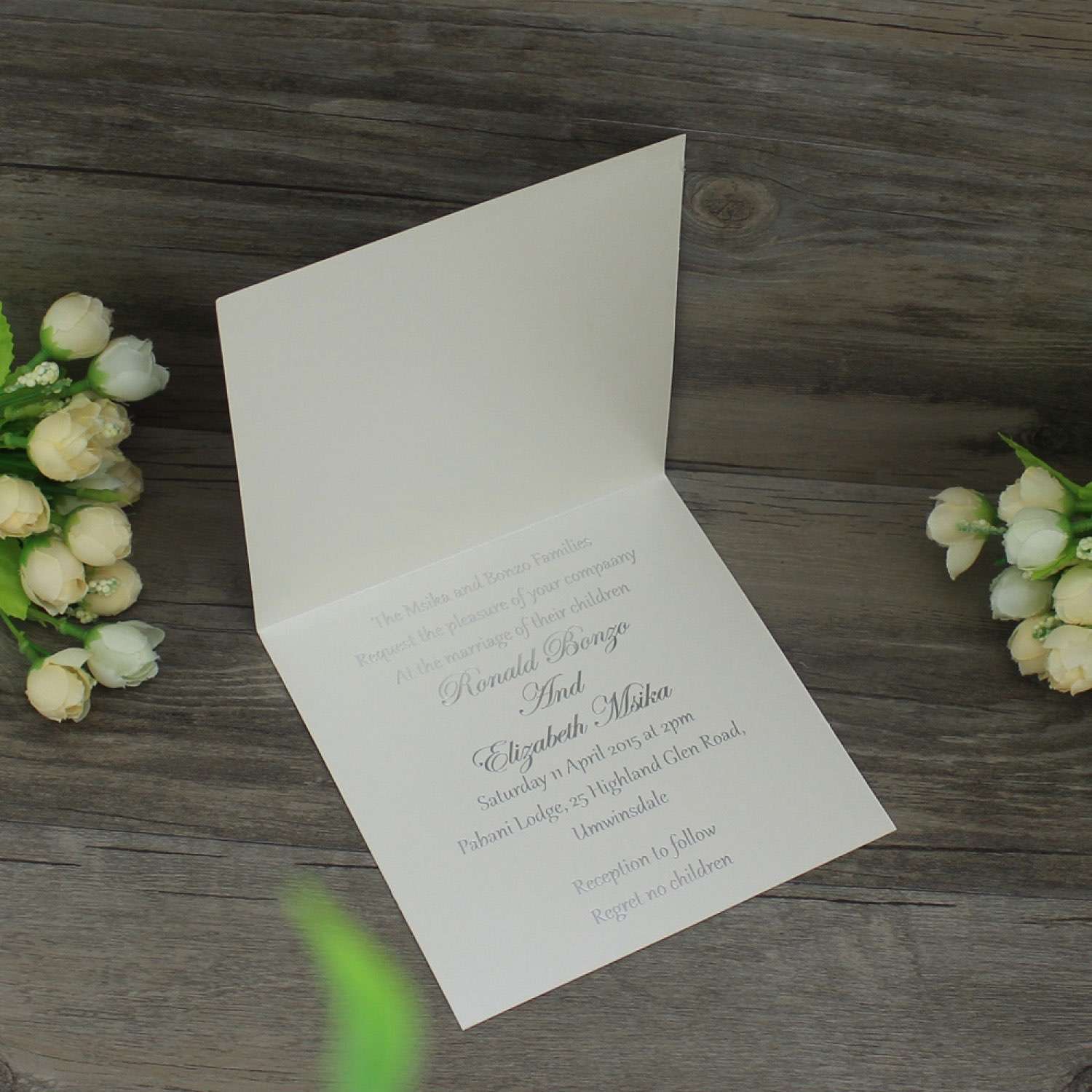 Ivory Invitation Card Half Fold Lace Invitation Foil Printing 