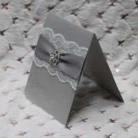 Silver Lace Greeting Card with Envelope Wedding Invitation Card Personalized Custom 