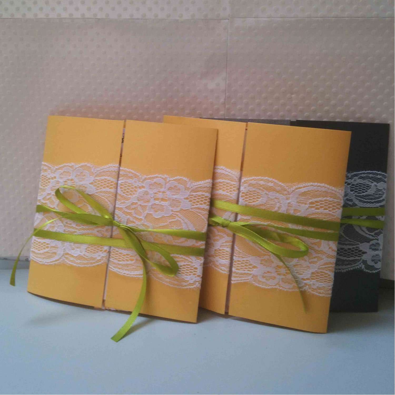 Gate Fold Lace Invitation Card Chinese Style Wedding Card Customized