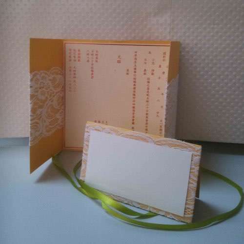 Gate Fold Lace Invitation Card Chinese Style Wedding Card Customized