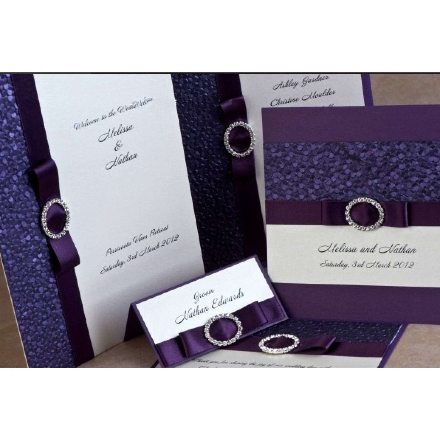 Purple Wedding Supplies Marriage Invitation Card Customized