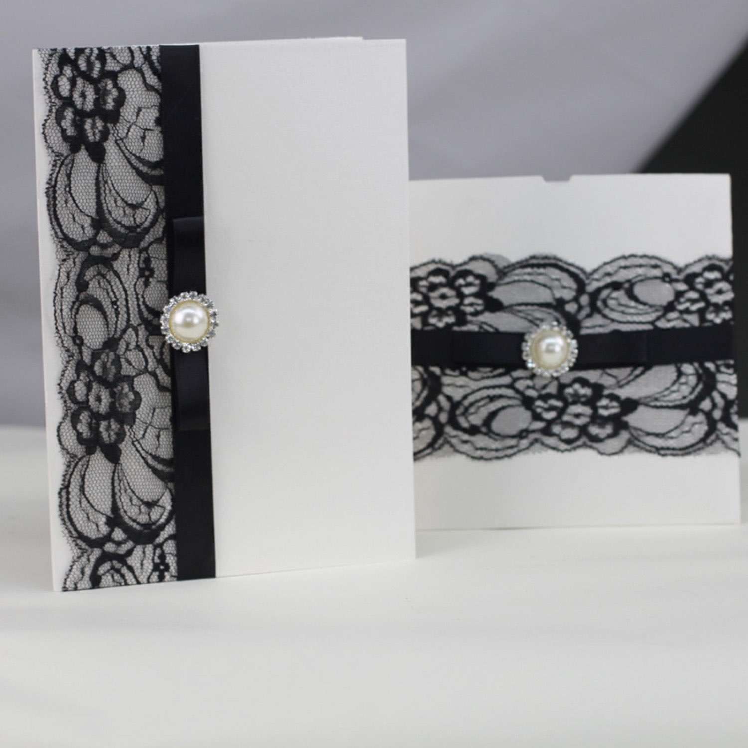 Black Lace Invitation Card Blank Card Printing Customized Wedding Card