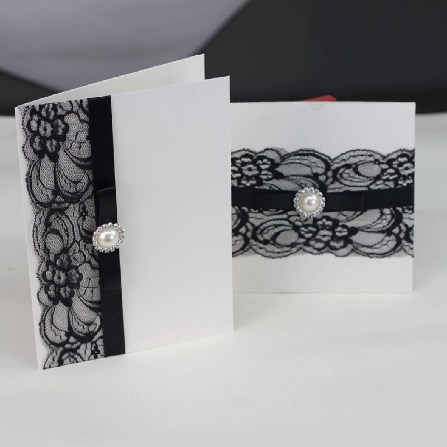Black Lace Invitation Card Blank Card Printing Customized Wedding Card